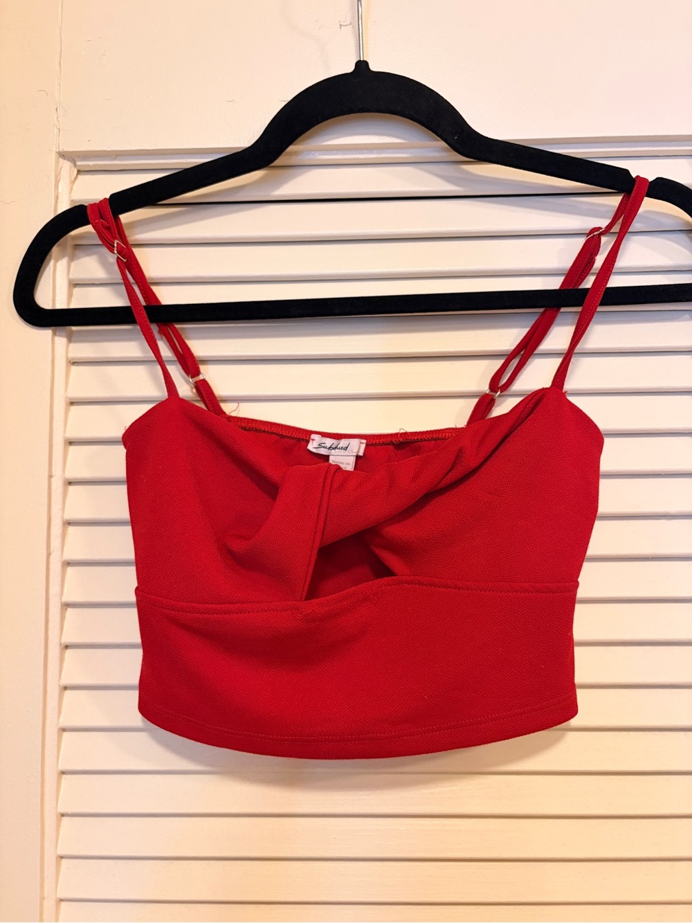 Red Twist-Front Crop Tank Top - Women